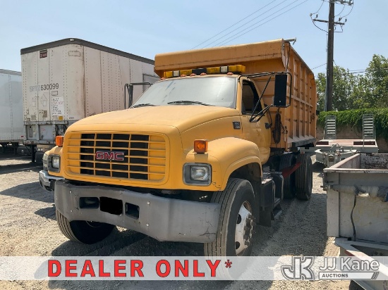 (Jurupa Valley, CA) 2001 GMC C7H042 Dump Truck Not Running, Condition Unknown) (Battery Cables Cut, 