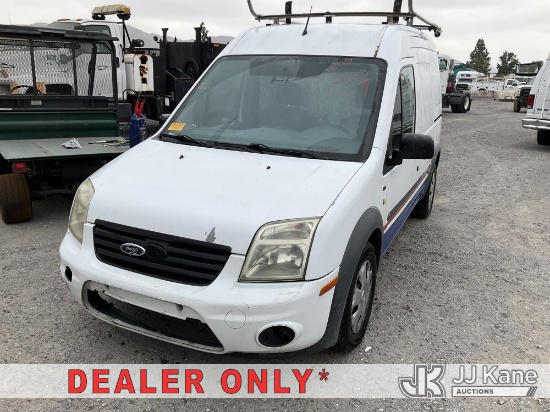 (Jurupa Valley, CA) 2011 Ford Transit Connect Cargo Van Runs & Moves) (Cracked Windshield, Needs New