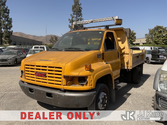 (Jurupa Valley, CA) 2009 GMC C5500 Dump Truck Not Running, Condition Unknown) (Stripped of Parts