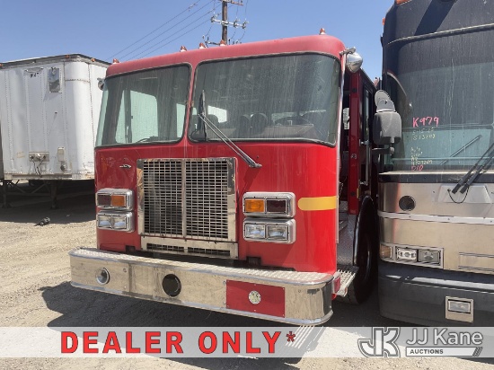 (Jurupa Valley, CA) 1993 Simon T/A Ladder/Fire Truck Not Running, Condition Unknown) (Stripped of Pa