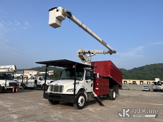 (Smock, PA) Terex XT PRO 60/70, Over-Center Elevator Bucket Truck mounted behind cab on 2017 Freight