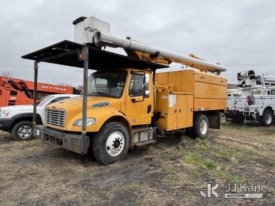 (Plains, PA) Altec LR7-60E70, Over-Center Elevator Bucket Truck mounted behind cab on 2014 Freightli