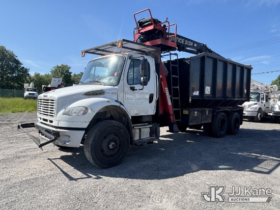 (Plains, PA) Prentice 2124, Knuckleboom Grapple Crane mounted behind cab on 2014 Freightliner M2106 