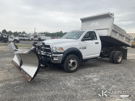 (Rome, NY) 2018 RAM 4500 4x4 Dump Truck Runs, Moves & Dump Operates, Jump to Start, NO Plow Remote, 