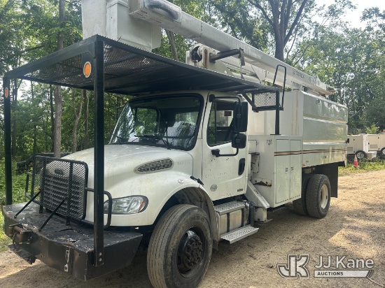 (Hagerstown, MD) Terex/HiRanger XT55, Over-Center Bucket Truck mounted behind cab on 2011 Freightlin