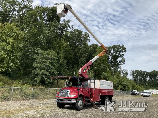 (Shrewsbury, MA) Terex/HiRanger XT60, Over-Center Bucket Truck mounted behind cab on 2005 Internatio