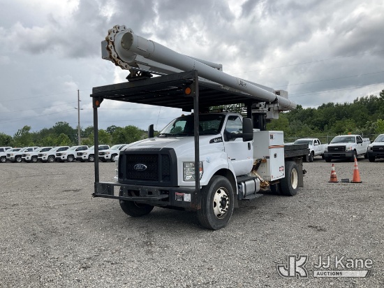 (Louisville, OH) Altec LR758, Over-Center Bucket Truck rear mounted on 2016 Ford F750 Flatbed Truck 