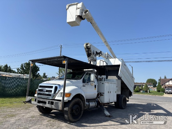(Plains, PA) Altec LR760E70, Over-Center Elevator Bucket Truck mounted behind cab on 2013 Ford F750 
