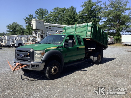 (Frederick, MD) 2015 Ford F550 Dump Debris Truck Runs, Moves & Operates, Cracked Window, DEF REMOVED