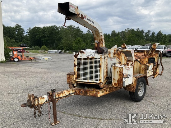 (Wells, ME) 2017 Morbark M12D Chipper (12in Drum), trailer mtd. Runs, Bad Exhaust, Clutch Does Not E