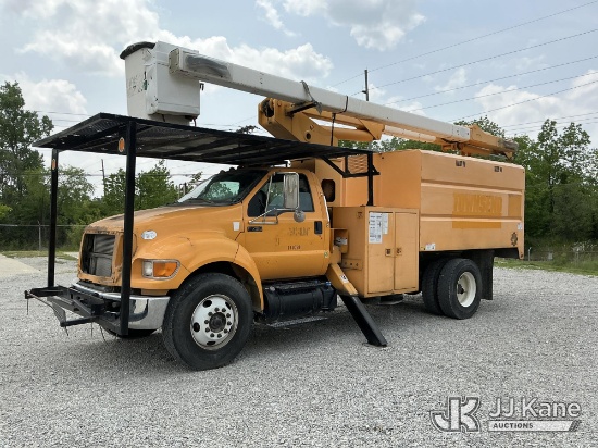 (Fort Wayne, IN) HiRanger XT55, Over-Center Bucket Truck mounted behind cab on 2013 Ford F750 Chippe