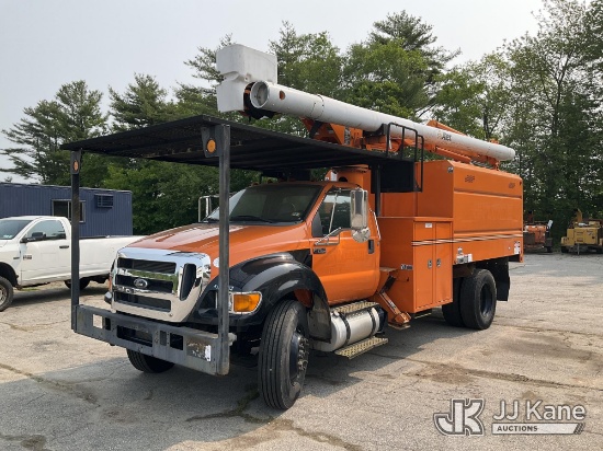 (Wells, ME) Altec LR756, Over-Center Bucket Truck mounted behind cab on 2015 Ford F750 Chipper Dump 