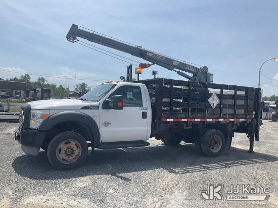 (Rome, NY) rear mounted on 2012 Ford F550 Flatbed Truck Runs, Moves & Crane Operates, Liftgate Opera