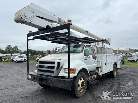 (Plains, PA) Altec AA755-MH, Articulating Material Handling Bucket Truck rear mounted on 2012 Ford F