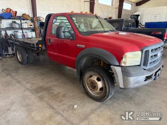 (Missoula, MT) 2006 Ford F550 4x4 Flatbed Truck Not Running, Condition Unknown, Jump, No Crank, Body