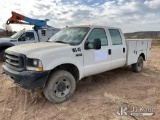 (Cliff, NM) 2004 Ford F-250 SD 4X4 Crew-Cab Service Truck Runs & Moves) (Seat Damage, Missing Hood R