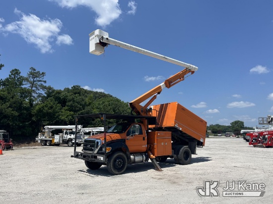 (Chester, VA) Altec LR756, Over-Center Bucket Truck mounted behind cab on 2015 Ford F750 Chipper Dum