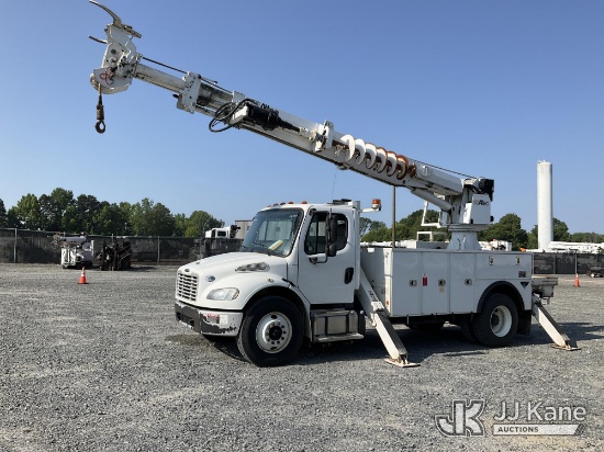 (China Grove, NC) Altec DM47BTR, Digger Derrick rear mounted on 2017 Freightliner M2 106 Utility Tru