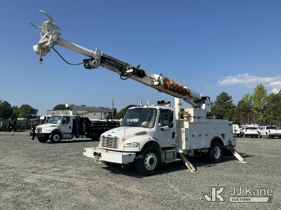(China Grove, NC) Altec DM47-BR, Digger Derrick rear mounted on 2011 Freightliner M2 106 Utility Tru