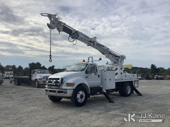 (Villa Rica, GA) Terex C4047, Digger Derrick rear mounted on 2008 Ford F750 Flatbed/Utility Truck Ru