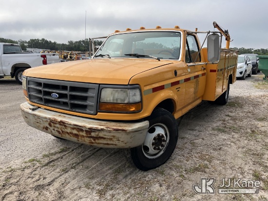(Thonotosassa, FL) 1993 Ford F350 Service Truck, State of FL Unit Runs & Moves) (Jump To Start, Body