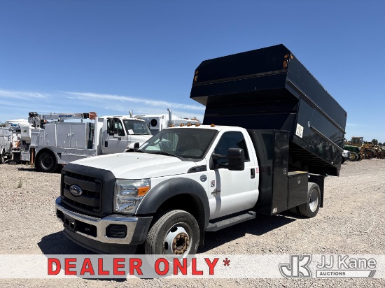 (Dixon, CA) 2015 Ford F-550 Regular Cab DRW Chipper Dump Truck Runs, Moves & Operates, Dash Warning