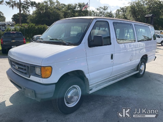 (Ocala, FL) 2006 Ford Econoline E-350 Extended Window Van Runs with Jump Box Only, Moves, Dash Warni