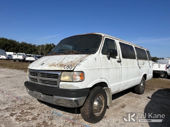 (Tampa, FL) 1996 Dodge Ram Wagon B3500 Cargo Window Van, State of Florida Unit Not Running, Conditio