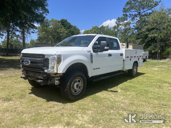 (Defuniak Springs, FL) 2019 Ford F350 4x4 Crew-Cab Service Truck, (Co-op Owned) Runs & Moves) (Front
