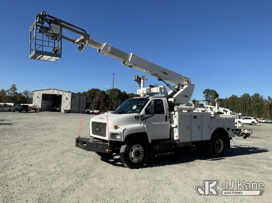(China Grove, NC) Altec AP45A, Telescopic Non-Insulated Cable Placing Bucket Truck mounted behind ca