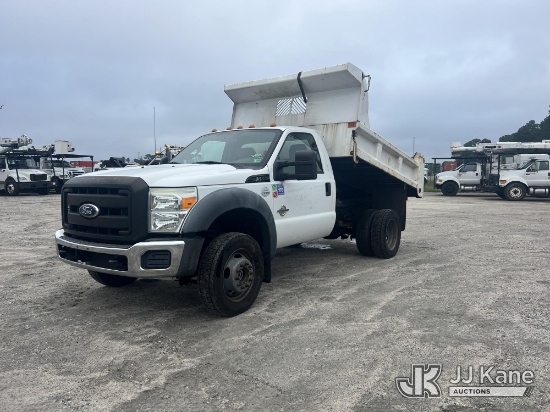 (Chester, VA) 2011 Ford F-550 4x4 Dump Truck Runs, Moves & Dump Operates) (Dash Warning Indicator On