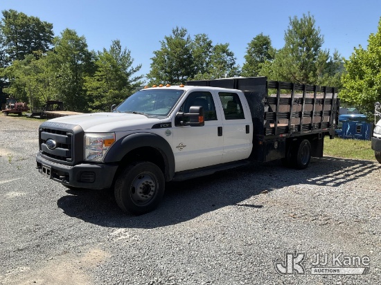(Sparta, NC) 2016 Ford F-450 SD Crew-Cab Stake Truck, (Maxon Liftgate) Runs & Moves