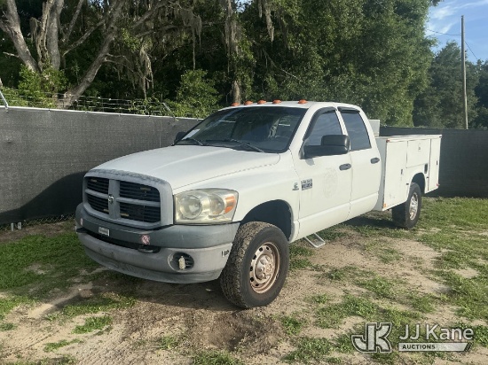 (Tampa, FL) 2007 Ram 3500 Crew-Cab Service Truck, State of Florida Unit Runs & Moves) (Jump To Start