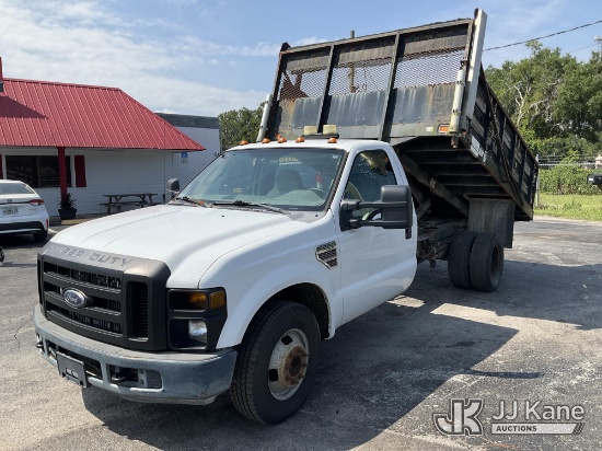 (Ocala, FL) 2010 Ford F350 Flatbed/Dump Truck Runs & Moves, Dump Operates) (Jump To Start, Body/Pain