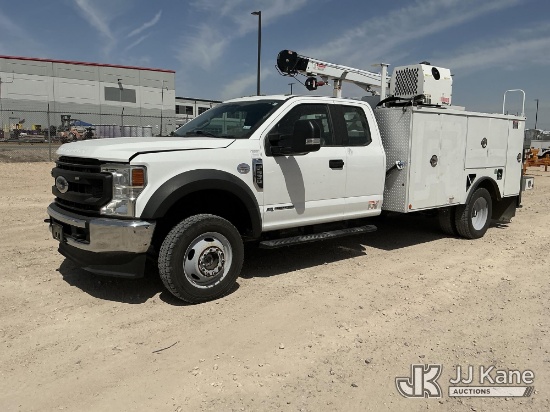 (Odessa, TX) 2022 Ford F-550 Extended-Cab Mechanics Service Truck Runs, Moves & Crane Condition Unkn