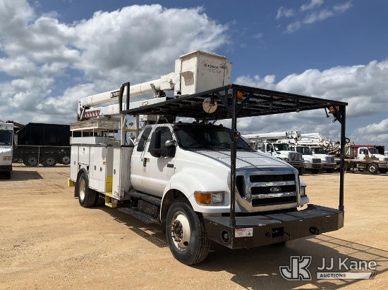 (Marion, TX) TEREX 5TC-55, Bucket Truck mounted behind cab on 2015 Ford F-750 Utility Truck Runs, Mo
