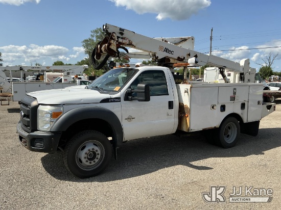(South Beloit, IL) Altec AT37G, Articulating & Telescopic Bucket Truck mounted behind cab on 2012 Fo