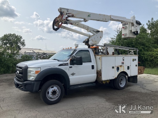(South Beloit, IL) Altec AT37-G, Articulating & Telescopic Bucket Truck mounted behind cab on 2011 F
