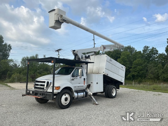 (Fort Wayne, IN) Altec LR756, Over-Center Bucket Truck mounted behind cab on 2012 Ford F-750 Regular
