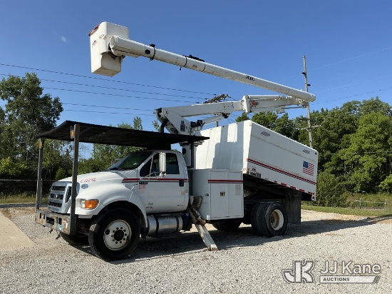 (Fort Wayne, IN) Altec LRV-56, Over-Center Bucket Truck mounted behind cab on 2015 Ford F-750 Chippe