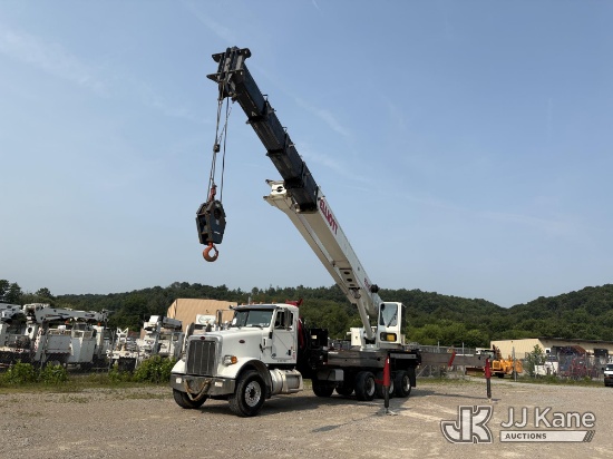 (Smock, PA) Elliott 40142R, Crane rear mounted on 2014 Peterbilt 365 Flatbed/Utility Truck Runs, Mov