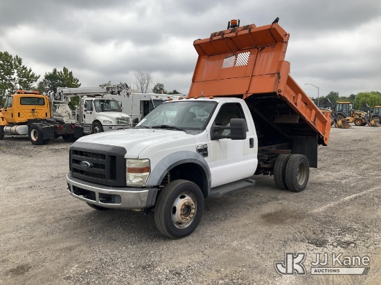 (Plymouth Meeting, PA) 2010 Ford F450 4x4 Dump Truck Runs, Moves & Dump Operates) (Dash Warning Indi