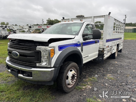 (Plains, PA) 2017 Ford F-550 4x2 Flatbed/Service Truck Runs & Moves) (Engine Performance Concerns, D