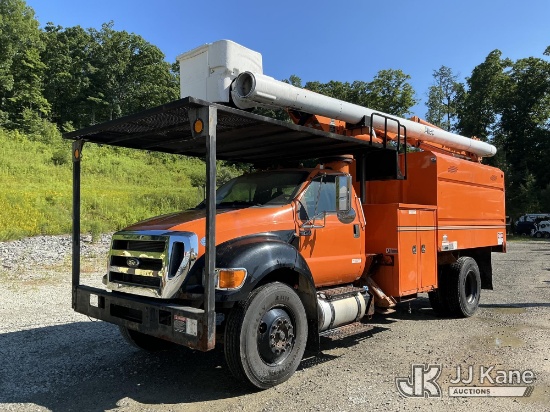 (Shrewsbury, MA) Altec LR756, Over-Center Bucket Truck mounted behind cab on 2015 Ford F-750 Chipper