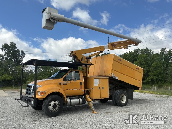 (Fort Wayne, IN) Altec LR7-56, Over-Center Bucket Truck mounted behind cab on 2015 Ford F-750 Chippe