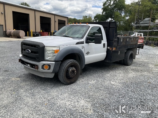 (Hagerstown, MD) 2012 Ford F550 4x4 Regular Cab DRW Flatbed Truck Runs & Moves) (Dash Warning Indica