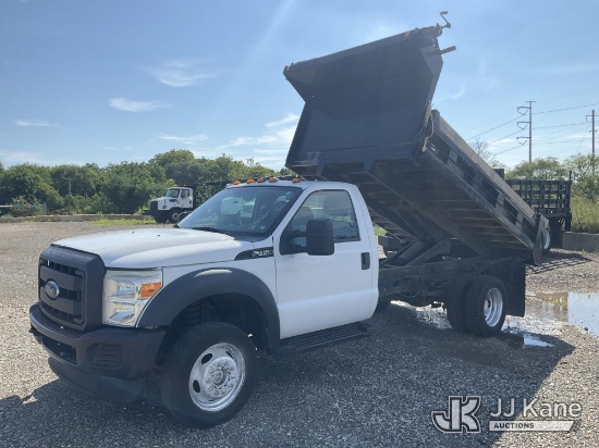 (Plymouth Meeting, PA) 2012 Ford F450 4x4 Dump Truck Runs & Moves, Dump Operates) (Windshield Defici