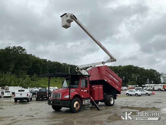 (Shrewsbury, MA) Terex XT PRO 56, Over-Center Bucket Truck mounted behind cab on 2016 Freightliner M