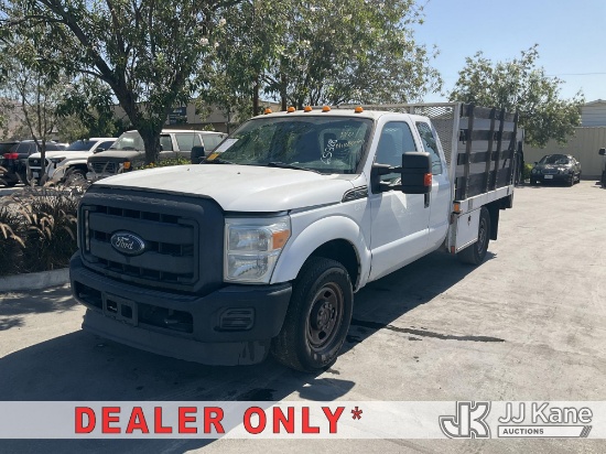 (Jurupa Valley, CA) 2016 Ford F-350 SD XLT SuperCab Stake Truck Runs & Moves, Check Engine Light On,