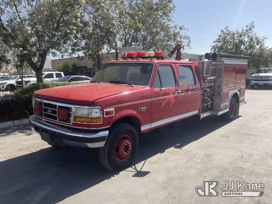 (Jurupa Valley, CA) 1995 Ford F-450 SD Regular Cab Crew Cab Fire Truck Runs & Moves, External Defect
